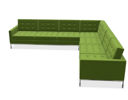 Knoll Florence Knoll Kollektion - Relax 7-Sitzer Sofa - Gestell hochglanzverchromt - Tonus Pistachio Green