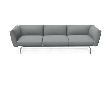 Knoll International Avio Sofa 3er Sofa Kompakte Version-Aluminiumfarbig Lackiertes Gestell-Navy Steel-Tonus 216t
