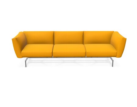 Knoll International Avio Sofa 3er Sofa Kompakte Version-Aluminiumfarbig Lackiertes Gestell-Yellow-Tonus 424t