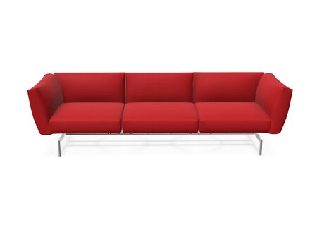 Knoll International Avio Sofa 3er Sofa Kompakte Version-Gestell hochglänzend Chrom-Bright Red-Tonus 130t