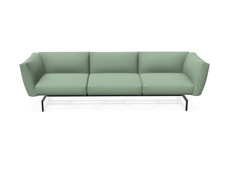 Knoll International Avio Sofa 3er Sofa Kompakte Version-Schwarz Lackiertes Gestell-Aquamarine-Tonus 914t