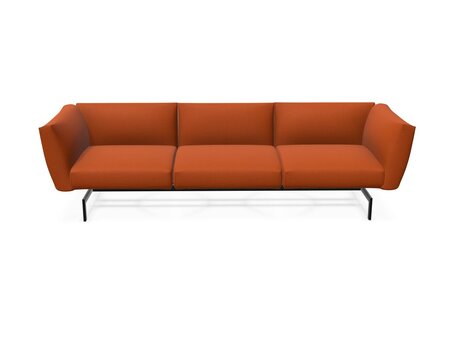 Knoll International Avio Sofa 3er Sofa Kompakte Version-Schwarz Lackiertes Gestell-Medium Copper-Tonus 605t