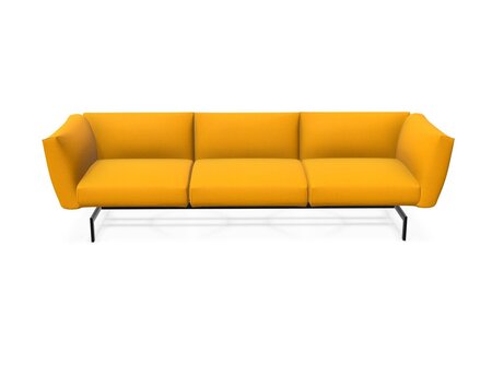 Knoll International Avio Sofa 3er Sofa Kompakte Version-Schwarz Lackiertes Gestell-Yellow-Tonus 424t