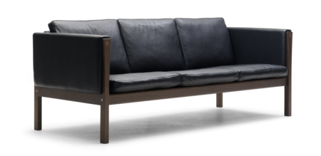 Carl Hansen & Søn CH163 Sofa - Leder Thor 301 - schwarz - Walnuss geölt