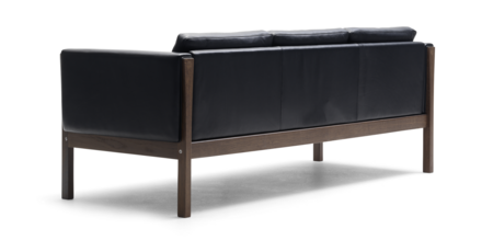 Carl Hansen & Søn CH163 Sofa - Leder Thor 301 - schwarz - Walnuss geölt