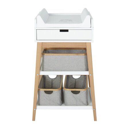 Quax Changing Table - Hip + Drawer - White/Naturel Wickeltisch