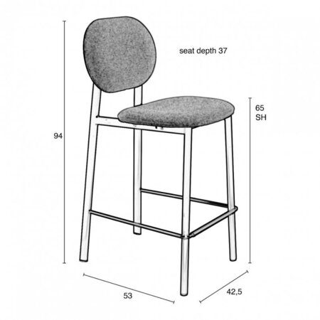 Zuiver, Zuiver Spike Counter Stool 64.5 cm