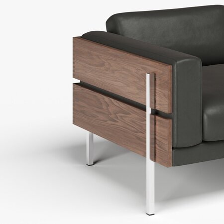 Case Forum - 3-Sitzer Sofa - Walnut / Black Leather
