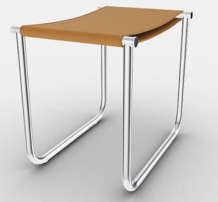 Cassina 9 Tabouret - Hocker - Verchromt - Kognak