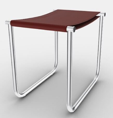 Cassina 9 Tabouret - Hocker - Verchromt - Rootbraun
