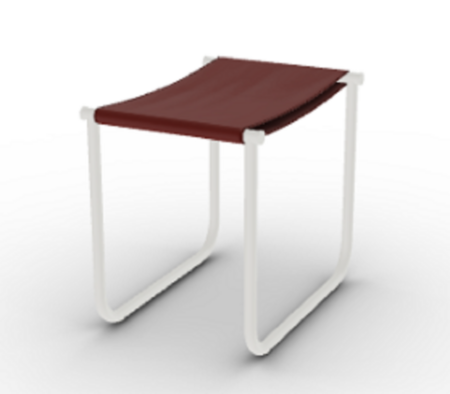 Cassina 9 Tabouret - Hocker - Elfenbein_Lackiert_Rotbraun