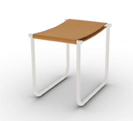 Cassina 9 Tabouret - Hocker - Elfenbein_Lackiert_Kognak