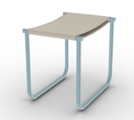Cassina 9 Tabouret - Hocker - Elfenbein_Hellblau_Lackiert
