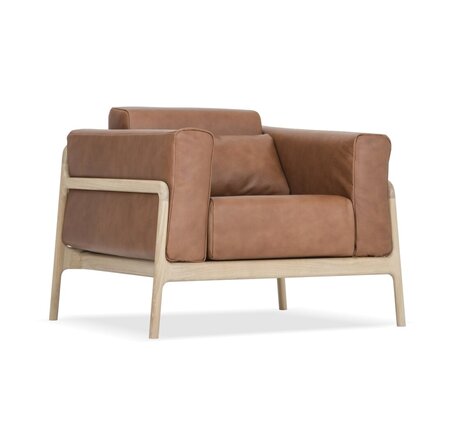 Gazzda Sofa Modell Fawn - armchair - Oiled oak - Natural 1505; Upholstery: Dakar leather - Whisky 2732
