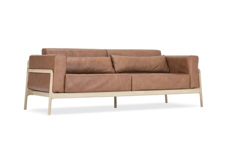 Gazzda Sofa Modell Fawn - 3-Sitzer - Oiled oak - Natural 1505; Upholstery: Dakar leather - Whisky 2732