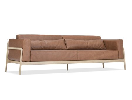 Gazzda Sofa Modell Fawn - 4-Sitzer - Oiled oak - Natural 1505; Upholstery: Dakar leather - Whisky 2732