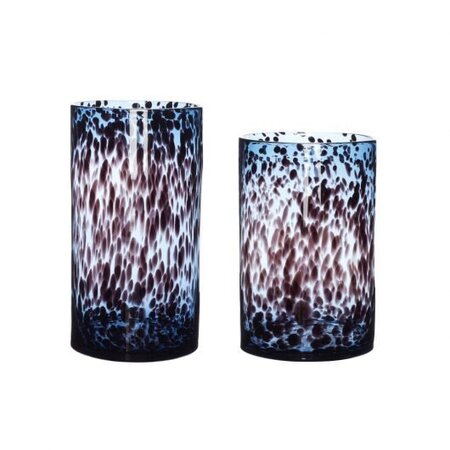 Huebsch Vase Glas blau/bordeaux s/2