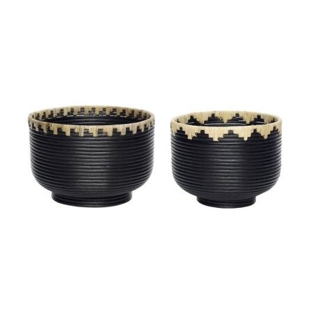 Huebsch Korb Rattan schwarz/natur 2er Set