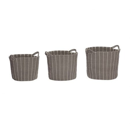 Huebsch Korb mit Henkeln rund Baumwolle grau 3er Set