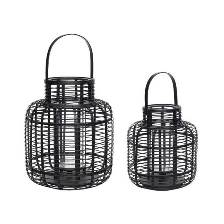 Huebsch Laterne Bambus schwarz 2er Set ø31 / ø38 cm