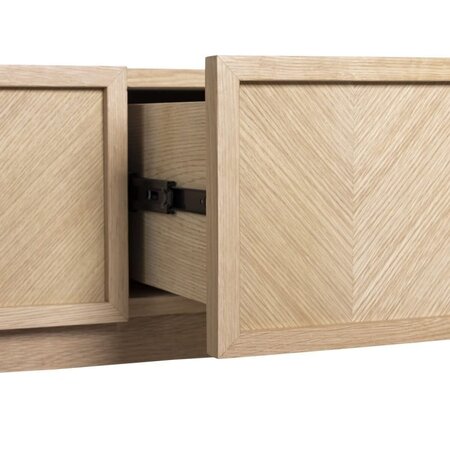 Huebsch Herringbone Console Table Drawers Natural