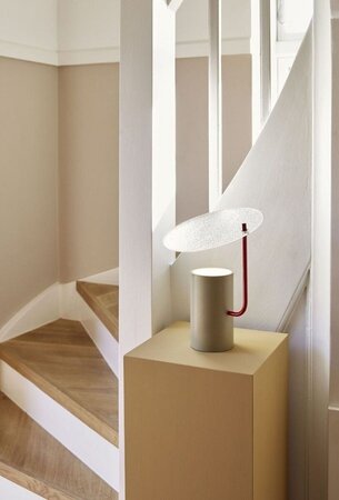 Huebsch Disc Table Lamp Khaki/Red/Textured