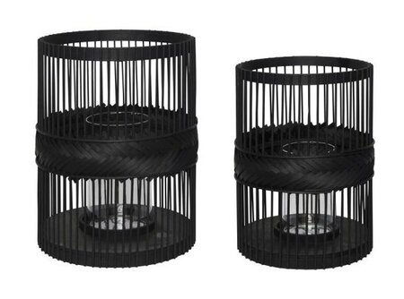 Hubsch Hexa Lanterns Black (set of 2)
