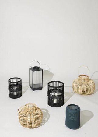 Hubsch Hexa Lanterns Black (set of 2)