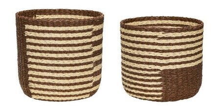Huebsch Twine Baskets Natural/Brown (set of 2)