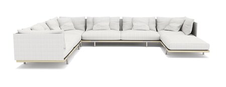 Ethimo Baia Chaiselounge links - Leinen-Leder - Aluminium Carbon Teakholz