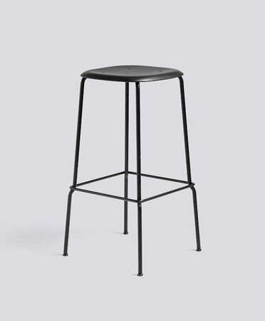 Hay Soft Edge 85 Stool - Black Powder Coated Steel - Black Polypropylene - W41.5 X D41.5 X H75