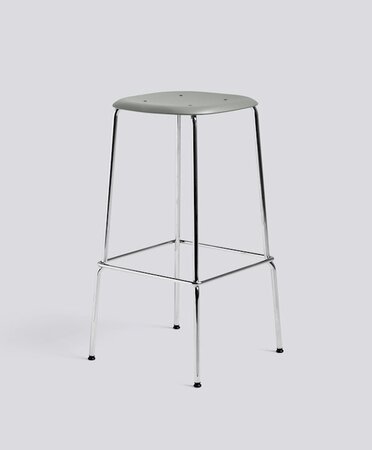Hay Soft Edge 85 Stool - Chromed Steel - Dusty Green Polypropylene - W41.5 X D41.5 X H75