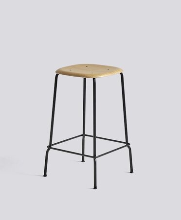 Hay Soft Edge 80 Low Stool - Black Powder Coated Steel - Clear