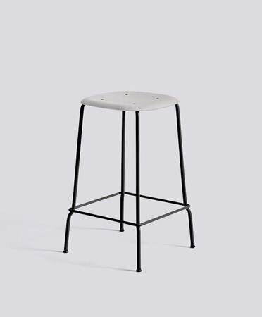 Hay Soft Edge 80 Low Stool - Black Powder Coated Steel - Soft Grey
