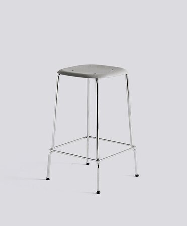 Hay Soft Edge 80 Low Stool - Chromed Steel - Soft Grey