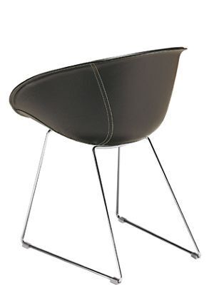 Pedrali Gliss 930 Lederstuhl-F05-Kernleder Schwarz
