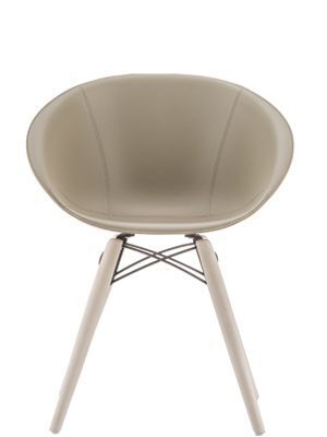 Pedrali Gliss 904/F Lederstuhl-FR-Eschenholz Eiche / F09-Kernleder Beige