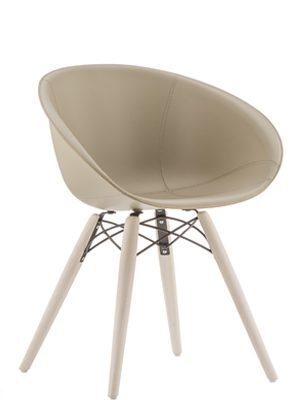 Pedrali Gliss 904/F Lederstuhl-FR-Eschenholz Eiche / F09-Kernleder Beige