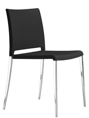 Pedrali Mya 710 Lederstuhl-PNE-Leder Schwarz,LU-Aluminium poliert