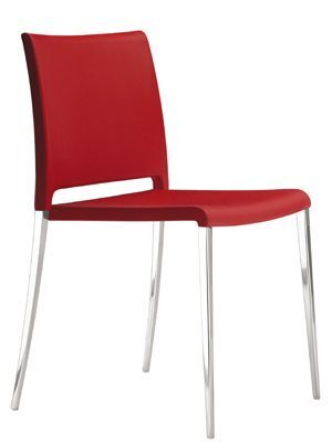 Pedrali Mya 710 Lederstuhl-PRO-Leder Rot,LU-Aluminium poliert