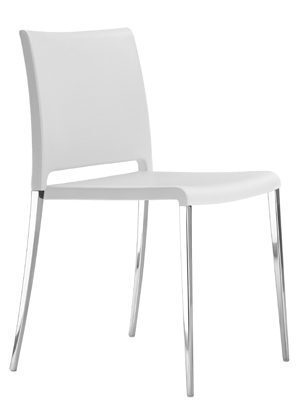Pedrali Mya 710 Lederstuhl-PBI-Leder Weiss,LU-Aluminium poliert