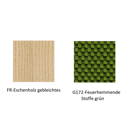 Pedrali Malmö Armlehnenstuhl mit Stoffbezug-FR-Eschenholz gebleichtes / G172-Feuerhemmende Stoffe grün