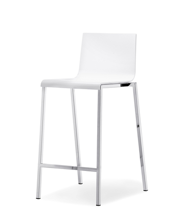 Pedrali Kuadra 1102 Barhocker-BI-Tecnopolymer Weiss-CR-Stahl Verchromt