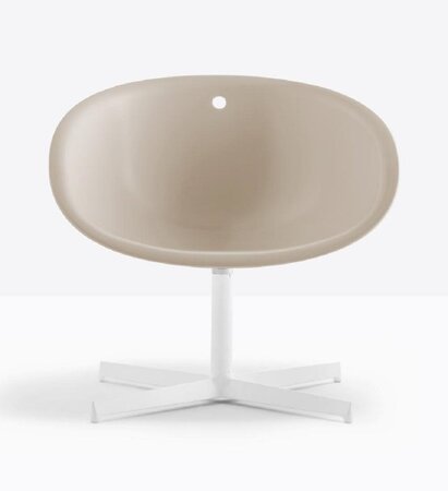 Pedrali Gliss 360 Lounge Drehstuhl-SA-Tecnopolymer Sand-BI100-Aluminium Weiss