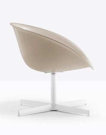 Pedrali Gliss 360 Lounge Drehstuhl-SA-Tecnopolymer Sand-BI100-Aluminium Weiss