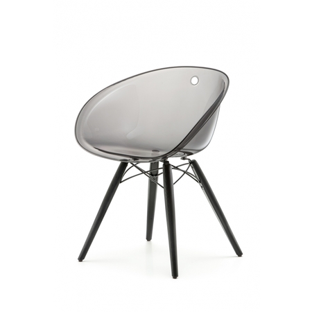 Pedrali Gliss 905 Stuhl-TR-Polycarbonat Transparent-AN-Eschenholz Esche Schwarz