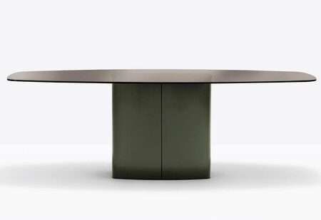 Pedrali Aero TAE Tisch-L 220 x T 106 cm-NERO Schwarz Stahl-FUM Grau Glasplatte