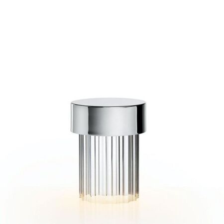 Flos Tischleuchte Last Order von Flos  Hellrosa RAL 3015, Polished Inox, Last Order Fluted