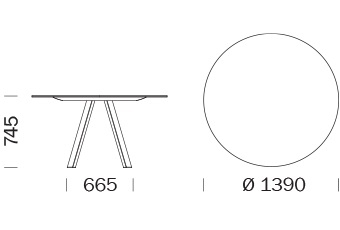 Pedrali ARK Arki-Table abgerundet-Ø1390x745h-BI-Stahl Weiss-CFP BI-Kompaktplatte Weiss
