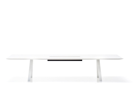 Pedrali ARK Arki-Table mit canalina-BI100-Stahl Weiss-CFC_BI-Kompaktplatte Weiss